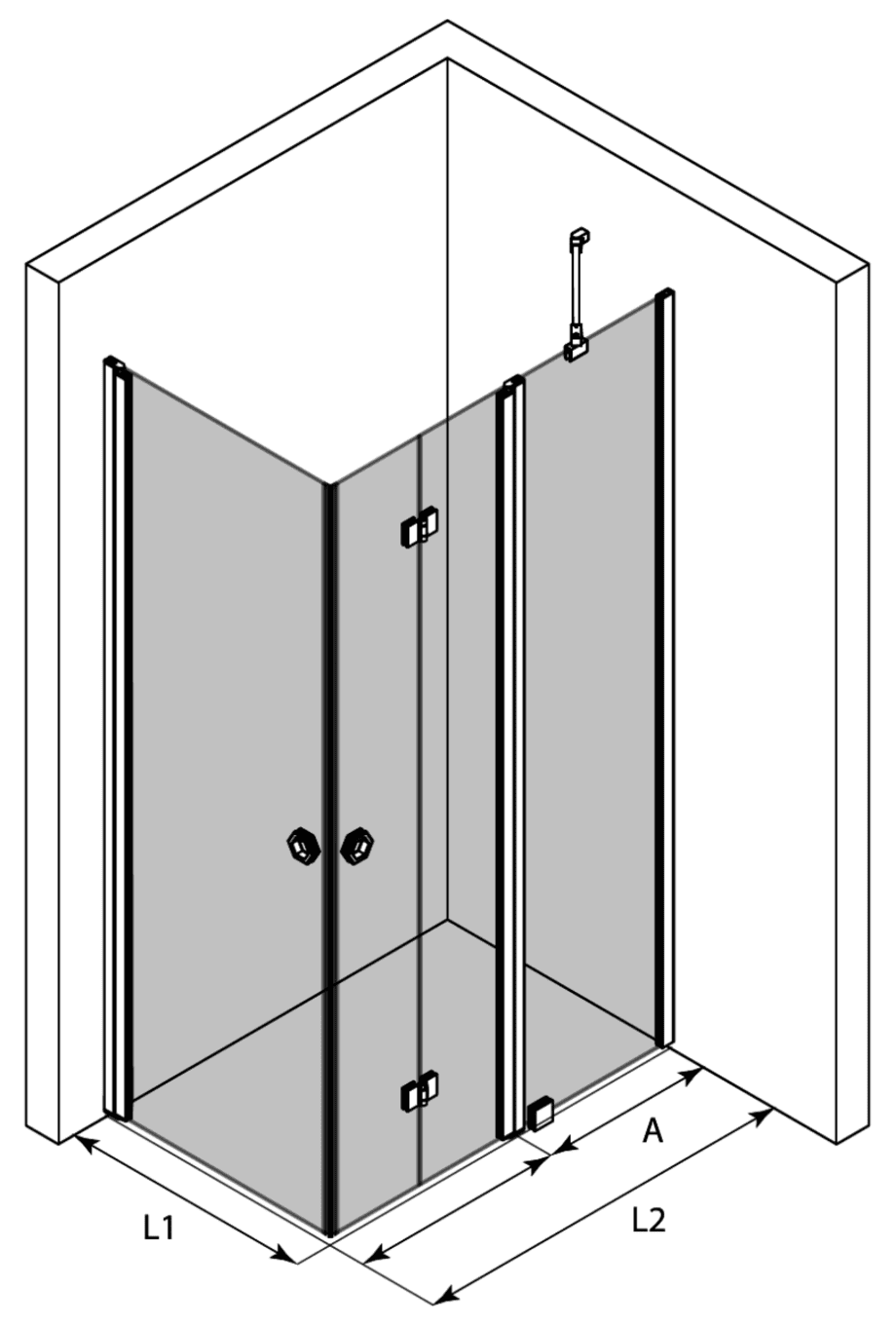 Shower enclosure Hietakari Forma 375, hinged door + folding door with fixed part – 3
