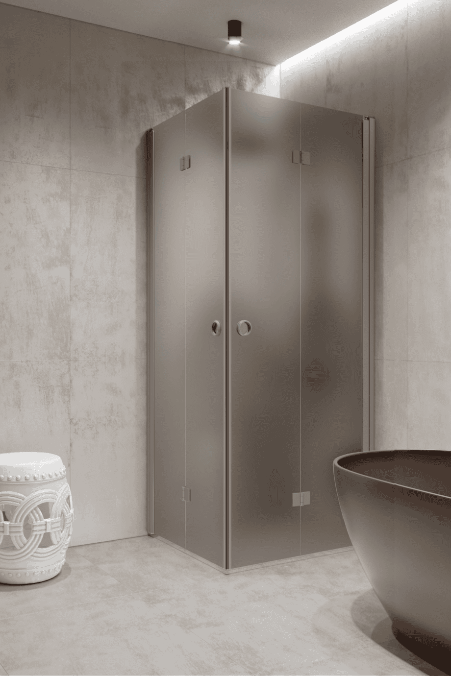 Shower enclosure Hietakari Forma 376, aluminium frame, grey satin glass Shower enclosure Hietakari Forma 376, aluminium frame, grey satin glass