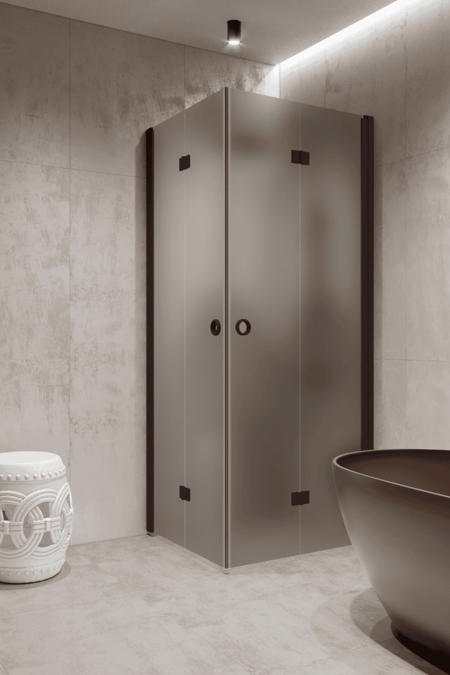 Shower enclosure Hietakari Forma 376, Cocoa frame, grey satin glass Shower enclosure Hietakari Forma 376, Cocoa frame, grey satin glass