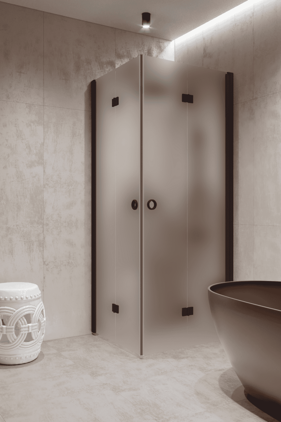 Shower enclosure Hietakari Forma 376, Cocoa frame, super bright satin glass Shower enclosure Hietakari Forma 376, Cocoa frame, super bright satin glass