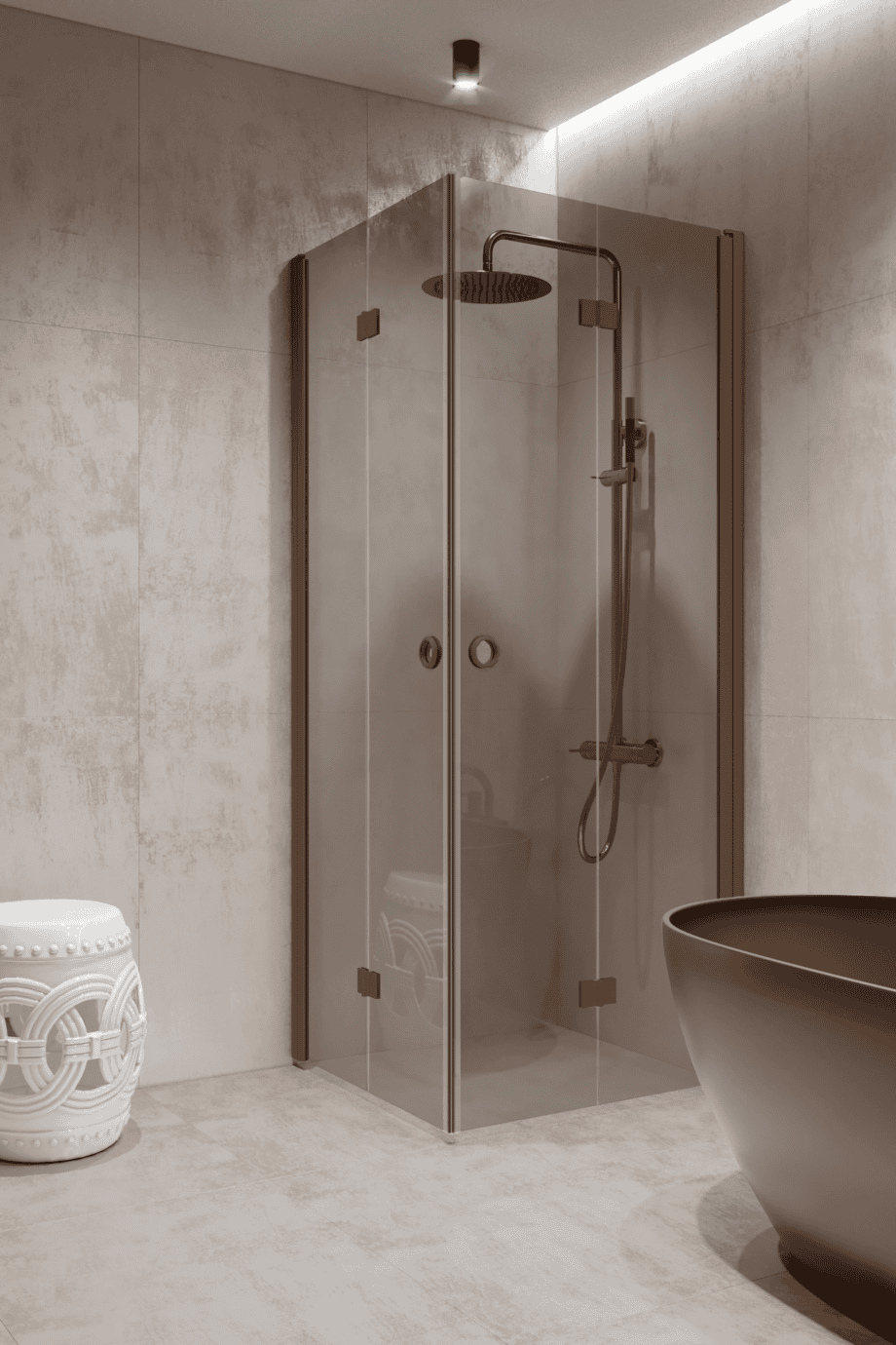 Shower enclosure Hietakari Forma 376, Mocha frame, grey tinted glass Shower enclosure Hietakari Forma 376, Mocha frame, grey tinted glass