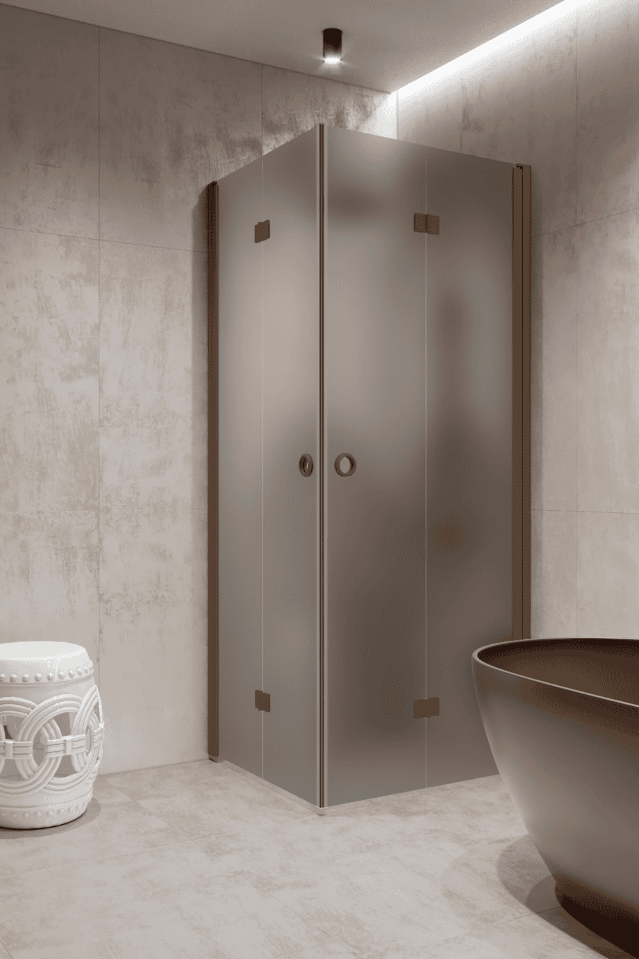 Shower enclosure Hietakari Forma 376, Mocha frame, grey satin glass Shower enclosure Hietakari Forma 376, Mocha frame, grey satin glass