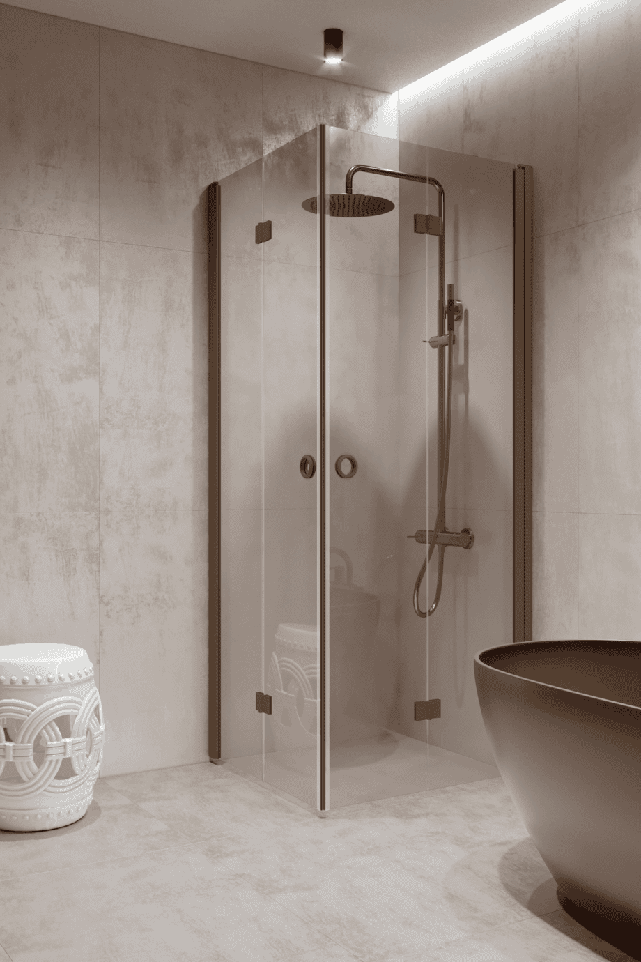 Shower enclosure Hietakari Forma 376, Mocha frame, clear glass Shower enclosure Hietakari Forma 376, folding door + folding door ā 8