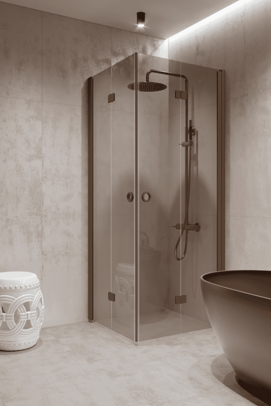 Shower enclosure Hietakari Forma 376, Mocha frame, bronze tinted glass Shower enclosure Hietakari Forma 376, Mocha frame, bronze tinted glass