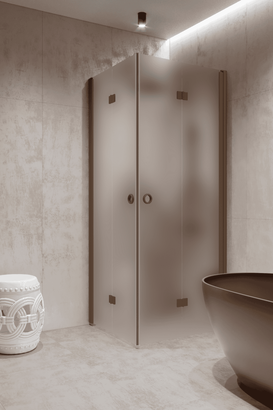 Shower enclosure Hietakari Forma 376, Mocha frame, super bright satin glass Shower enclosure Hietakari Forma 376, Mocha frame, super bright satin glass