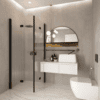 Shower enclosure Hietakari Forma 376, black frame, reeded glass Shower enclosure Hietakari Forma 376, black frame, reeded glass