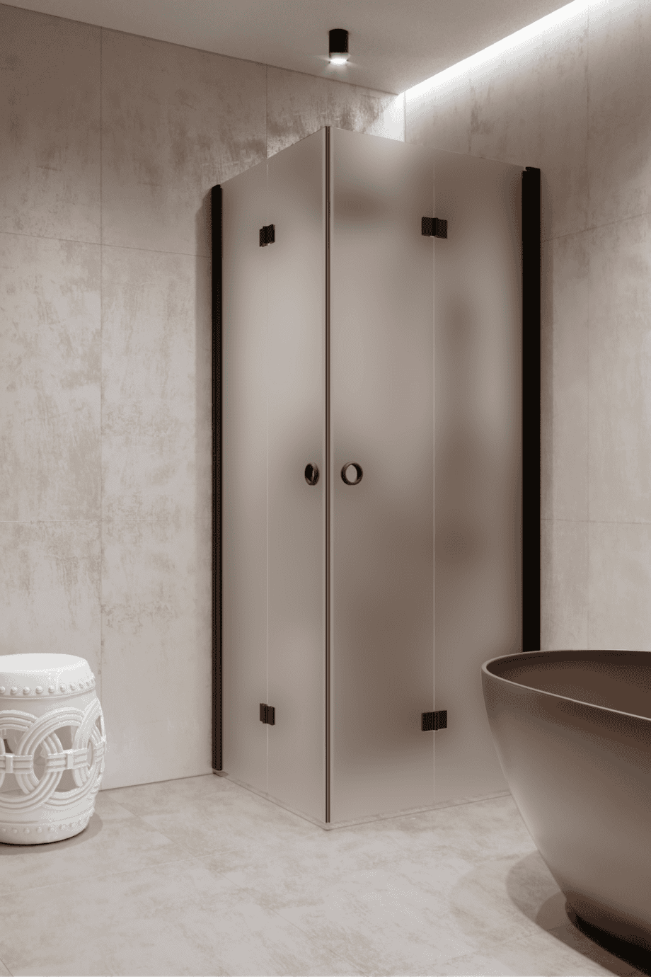 Shower enclosure Hietakari Forma 376, black frame, super bright satin glass Shower enclosure Hietakari Forma 376, black frame, super bright satin glass