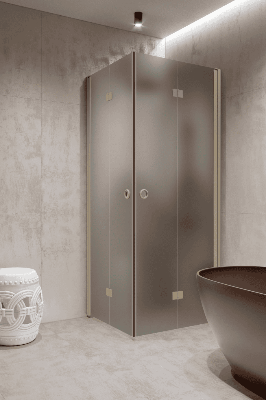 Shower enclosure Hietakari Forma 376, Sand frame, grey satin glass Shower enclosure Hietakari Forma 376, Sand frame, grey satin glass