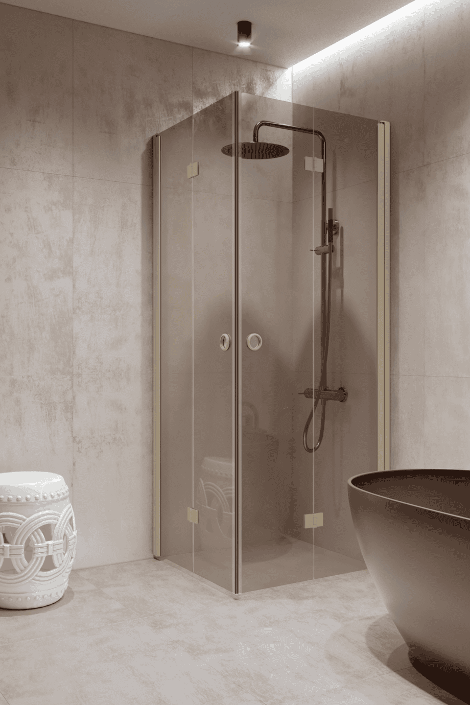 Shower enclosure Hietakari Forma 376, Sand frame, bronze tinted glass Shower enclosure Hietakari Forma 376, Sand frame, bronze tinted glass