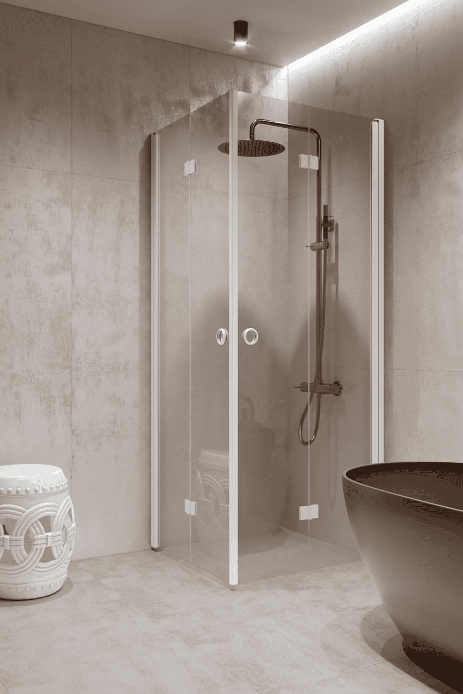 Shower enclosure Hietakari Forma 376, white frame, clear glass Shower enclosure Hietakari Forma 376, folding door + folding door