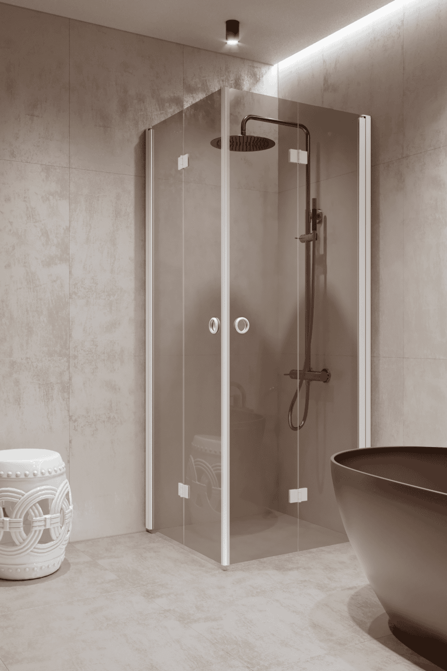 Shower enclosure Hietakari Forma 376, white frame, bronze tinted glass Shower enclosure Hietakari Forma 376, white frame, bronze tinted glass