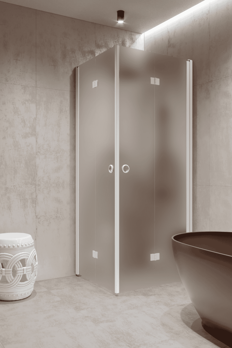 Shower enclosure Hietakari Forma 376, white frame, satin frosted glass Shower enclosure Hietakari Forma 376, white frame, satin frosted glass