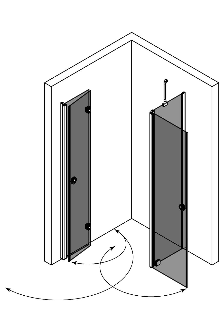 Shower enclosure Hietakari Forma 377, folding door + hinged door with fixed part – 4