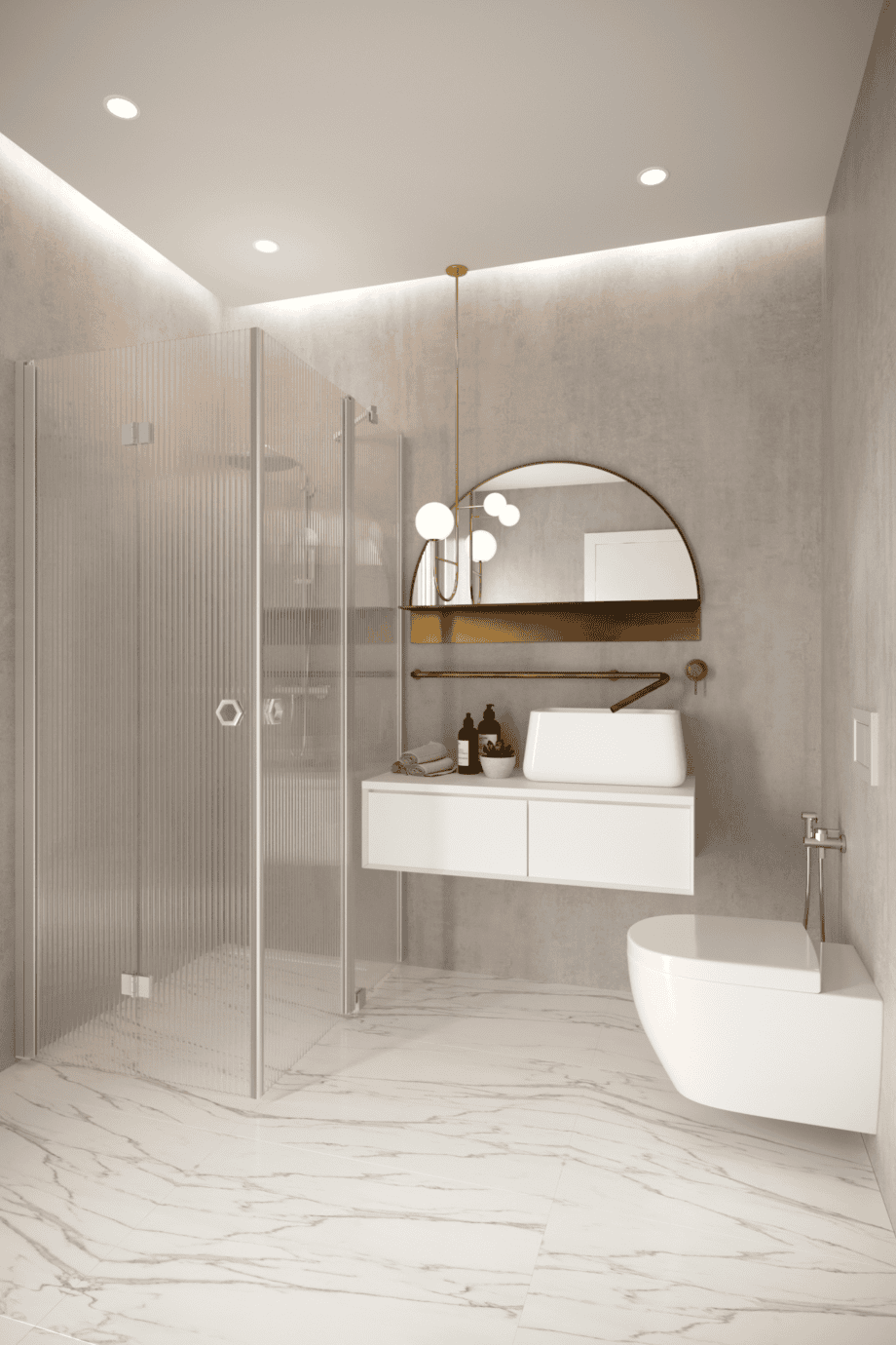 Shower enclosure Hietakari Forma 377, folding door + hinged door with fixed part – view 5 Shower enclosure Hietakari Forma 377, folding door + hinged door with fixed part – 5