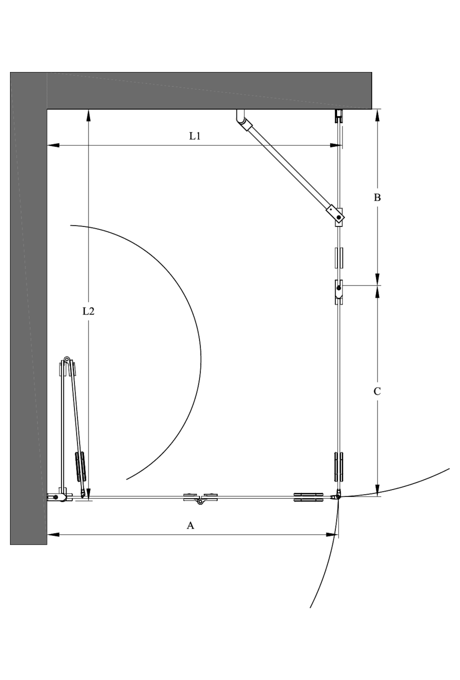 Shower enclosure Hietakari Forma 377, folding door + hinged door with fixed part – 2