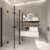 Shower enclosure Hietakari Forma 377, folding door + hinged door with fixed part – view 6 Shower enclosure Hietakari Forma 377, folding door + hinged door with fixed part – 6