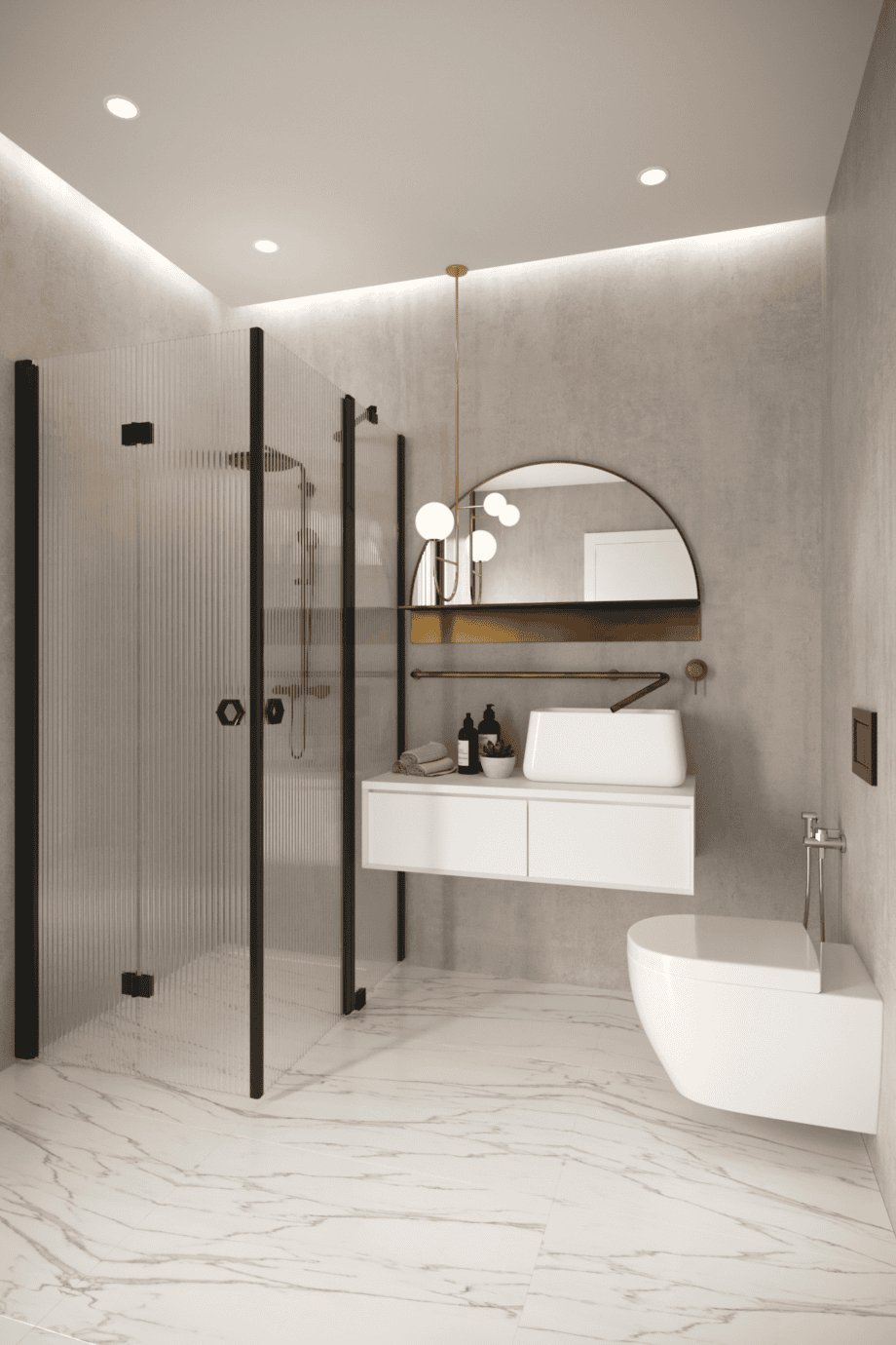 Shower enclosure Hietakari Forma 377, folding door + hinged door with fixed part – view 6 Shower enclosure Hietakari Forma 377, folding door + hinged door with fixed part – 6