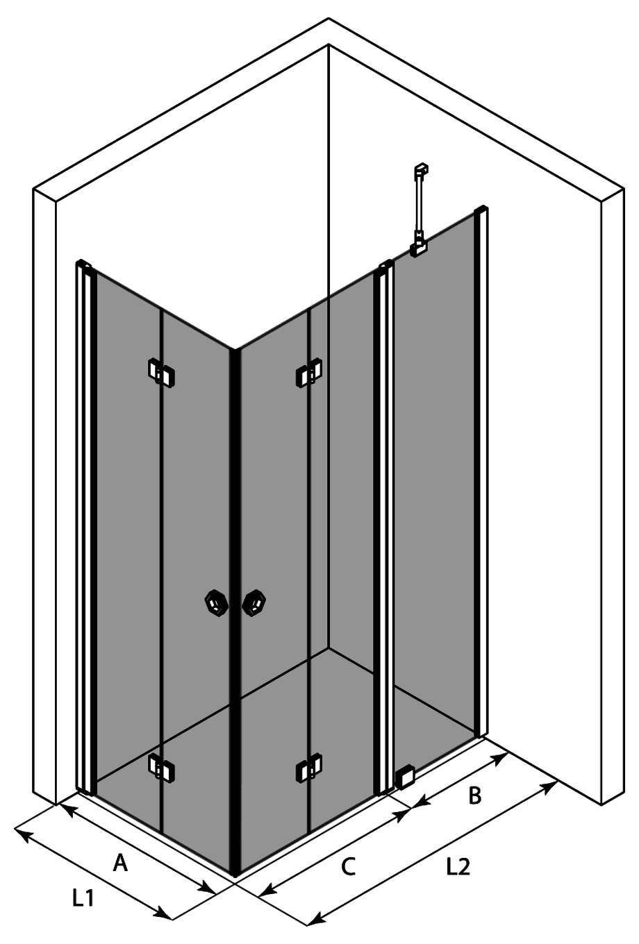 Shower enclosure Hietakari Forma 378 – 3D drawing Shower enclosure Hietakari Forma 378 – 3D drawing