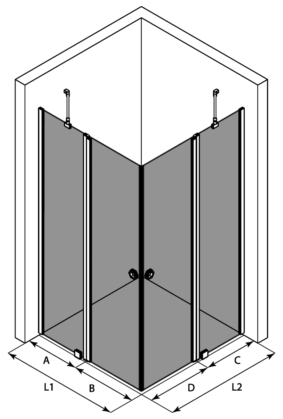 Shower enclosure Hietakari Forma 379, hinged door with fixed part + hinged door with fixed part – 3