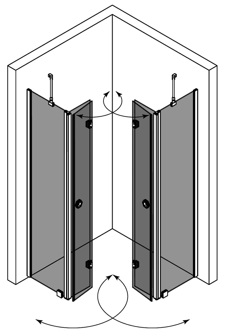 Shower enclosure Hietakari Forma 381, folding door with fixed part + folding door with fixed part ā 4