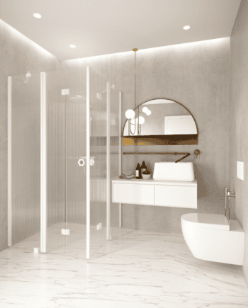 Shower enclosure Hietakari Forma 381, white frame, clear glass
