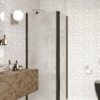 Shower enclosure Hietakari Infinia 251, black frame, Chinchilla patterned glass