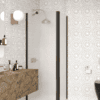 Shower enclosure Hietakari Infinia 251, black frame, satin frosted glass