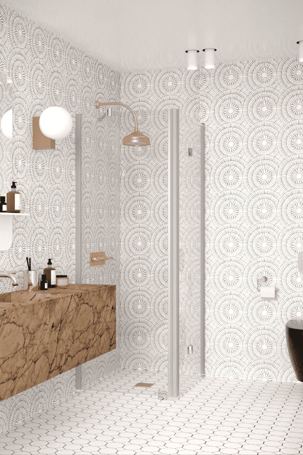 Shower enclosure Hietakari Infinia 252, fixed wall + folding door – 4