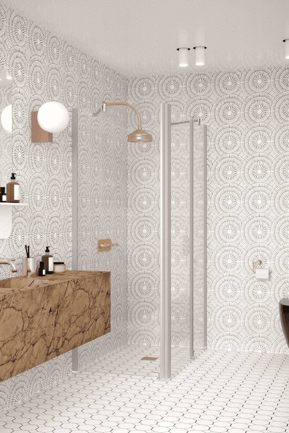 Shower enclosure Hietakari Infinia 253, fixed wall + hinged door with fixed part – 4