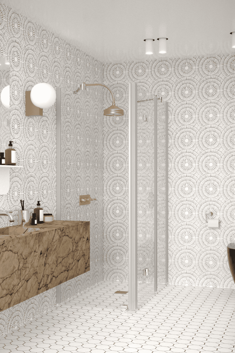 Shower enclosure Hietakari Infinia 254, aluminium frame, clear glass Shower enclosure Hietakari Infinia 254, fixed wall + folding door with fixed part – 4