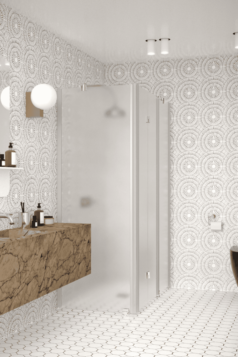 Shower enclosure Hietakari Infinia 254, aluminium frame, satin frosted glass Shower enclosure Hietakari Infinia 254, aluminium frame, satin frosted glass