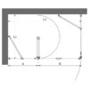 Shower enclosure Hietakari Infinia 254 – dimension drawing Shower enclosure Hietakari Infinia 254, fixed wall + folding door with fixed part – 2