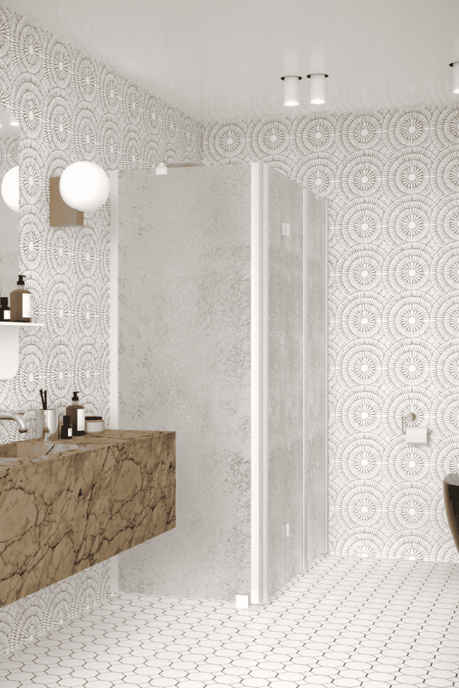 Shower enclosure Hietakari Infinia 254, white frame, Chinchilla patterned glass Shower enclosure Hietakari Infinia 254, white frame, Chinchilla patterned glass