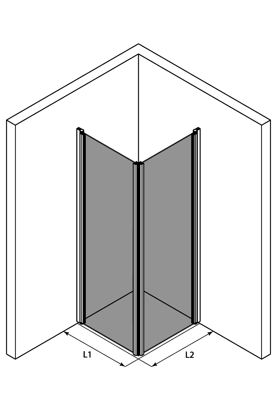 Shower enclosure Hietakari Infinia 255, hinged door + hinged door – 3