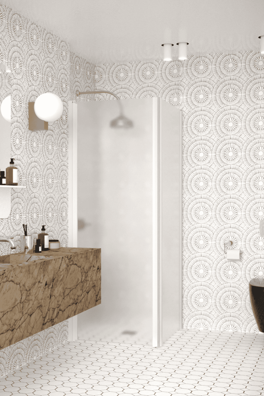 Shower enclosure Hietakari Infinia 255, white frame, satin frosted glass Shower enclosure Hietakari Infinia 255, white frame, satin frosted glass