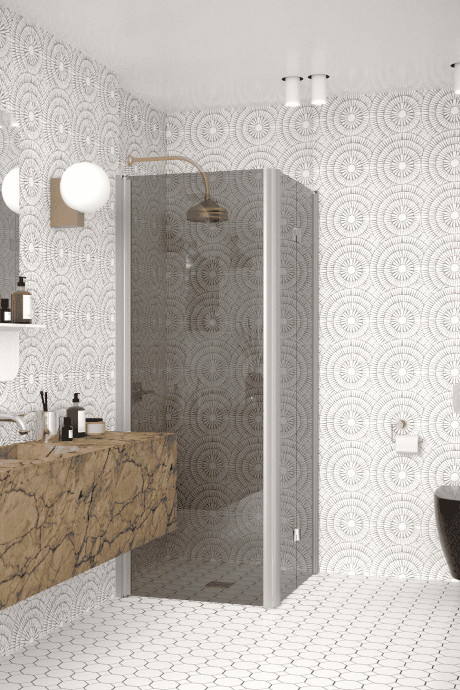 Shower enclosure Hietakari Infinia 256, aluminium frame, grey tinted glass Shower enclosure Hietakari Infinia 256, aluminium frame, grey tinted glass