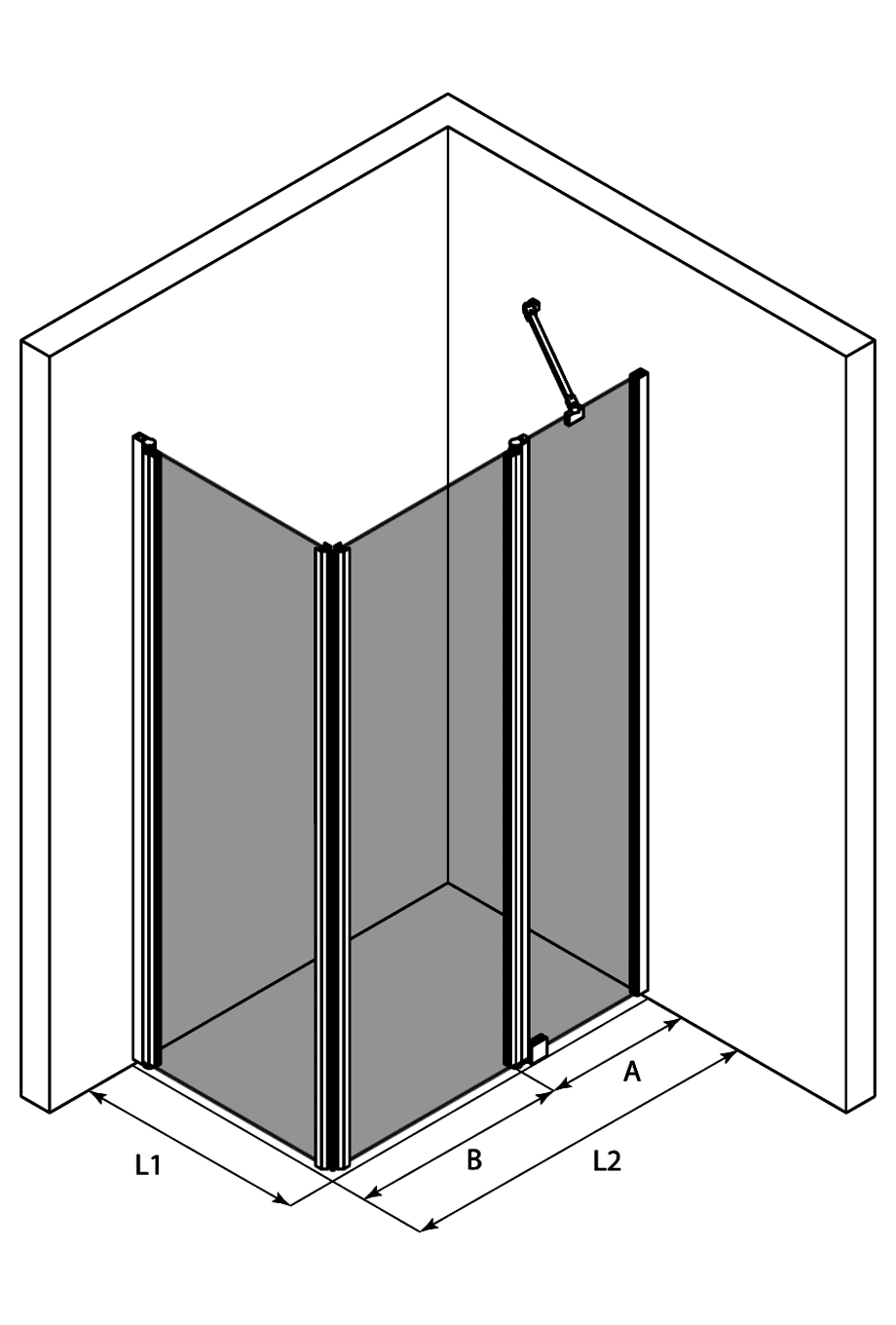 Shower enclosure Hietakari Infinia 257, hinged door + hinged door with fixed part – 3