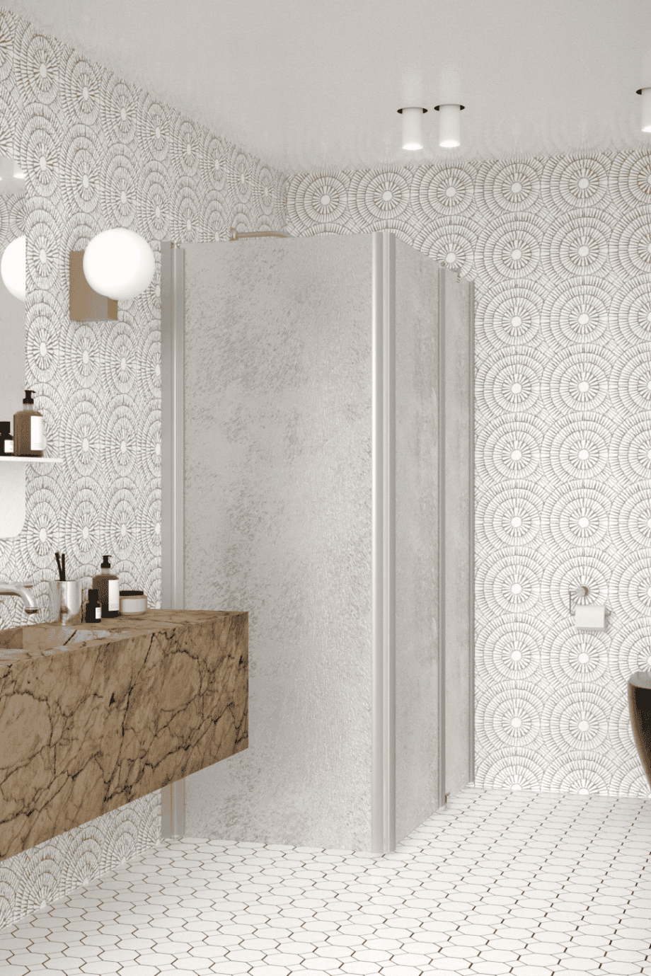 Shower enclosure Hietakari Infinia 257, aluminium frame, Chinchilla patterned glass Shower enclosure Hietakari Infinia 257, aluminium frame, Chinchilla patterned glass