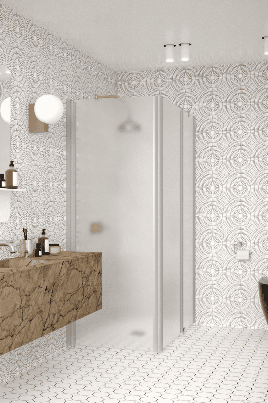 Shower enclosure Hietakari Infinia 257, aluminium frame, satin frosted glass Shower enclosure Hietakari Infinia 257, aluminium frame, satin frosted glass