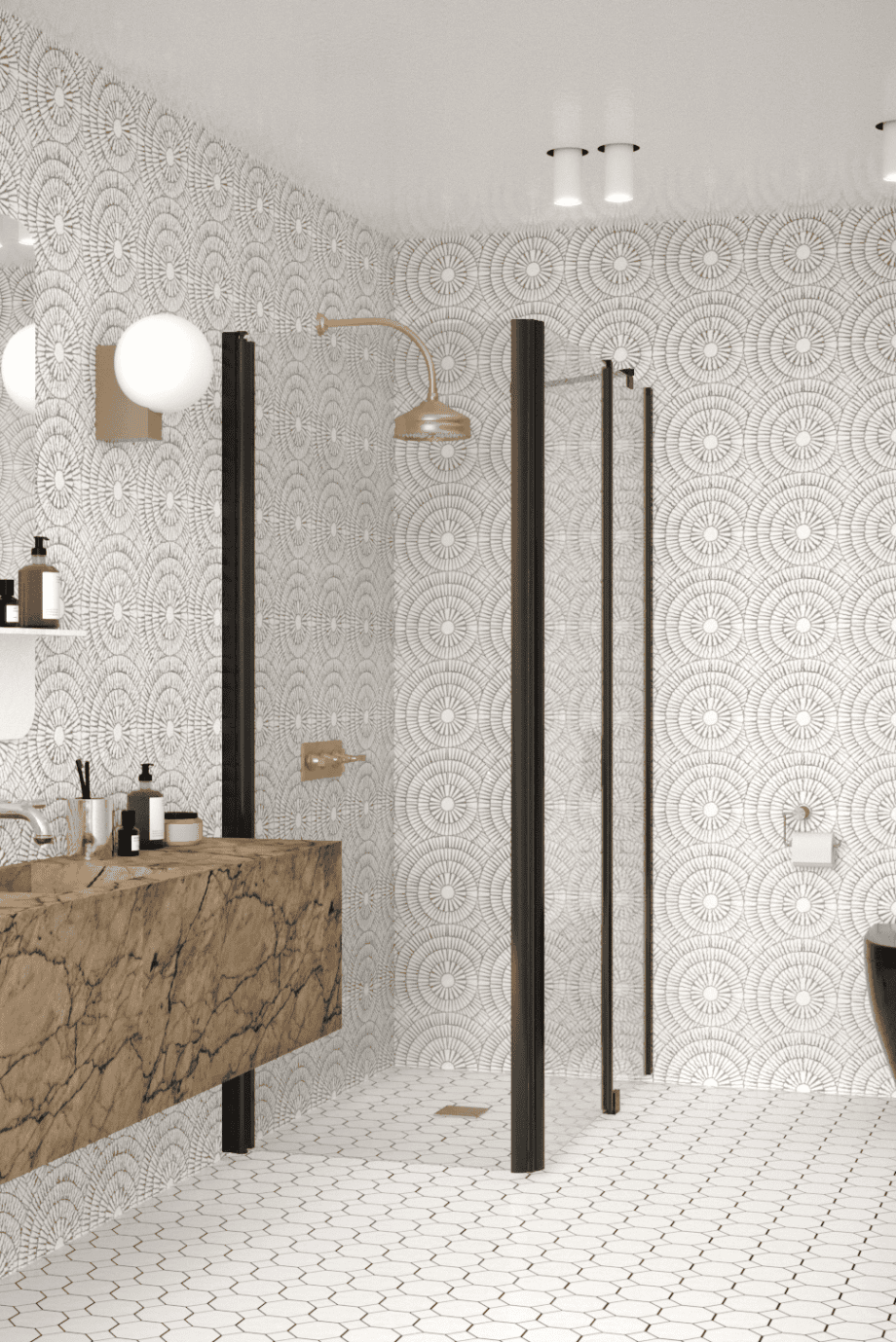 Shower enclosure Hietakari Infinia 257, black frame, clear glass Shower enclosure Hietakari Infinia 257, hinged door + hinged door with fixed part – 5