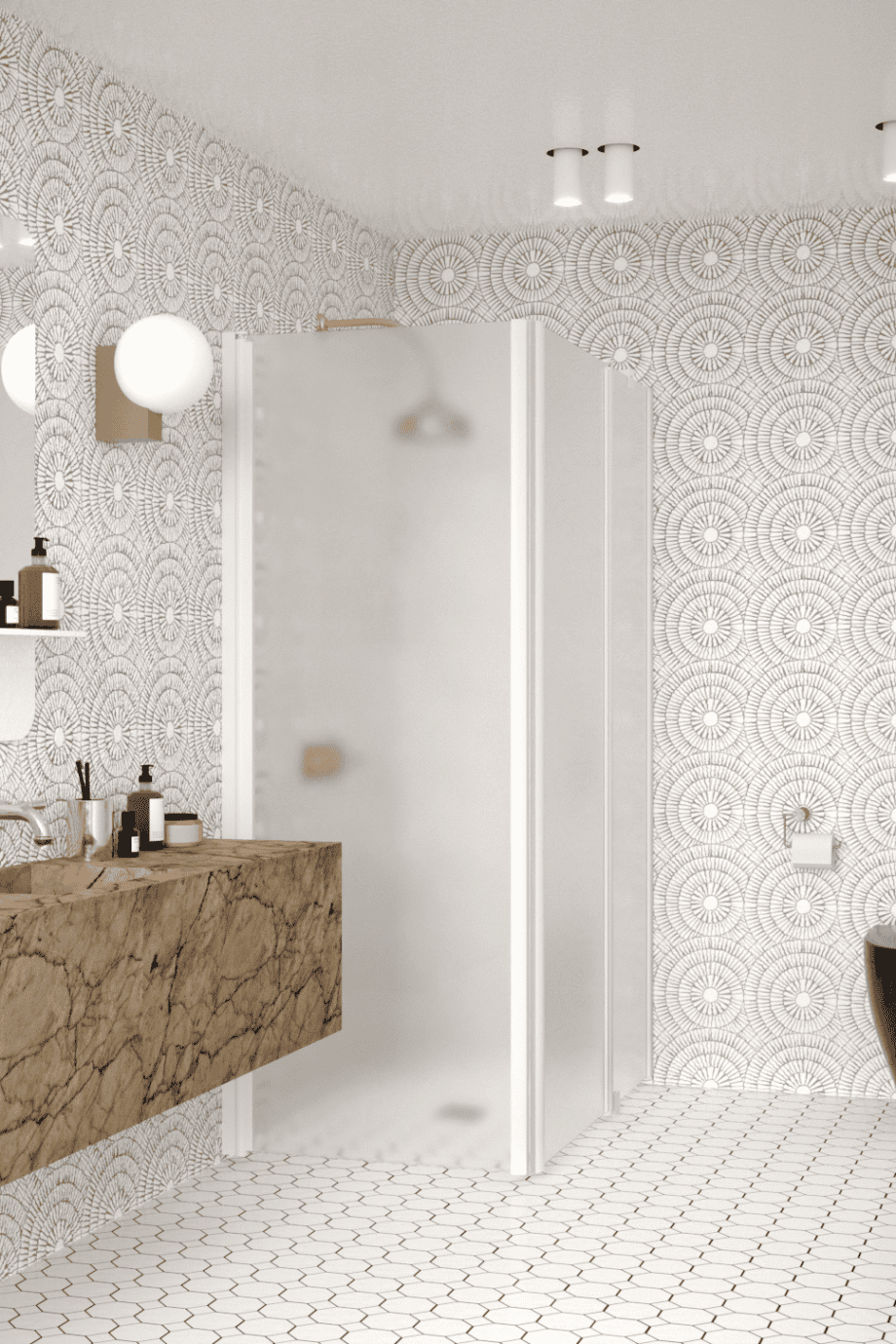 Shower enclosure Hietakari Infinia 257, white frame, satin frosted glass Shower enclosure Hietakari Infinia 257, white frame, satin frosted glass