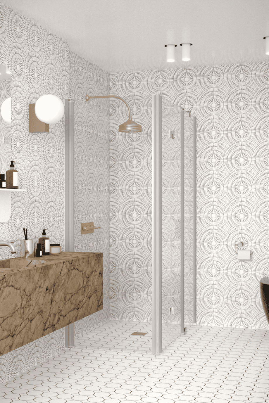 Shower enclosure Hietakari Infinia 258, aluminium frame, clear glass Shower enclosure Hietakari Infinia 258, aluminium frame, clear glass