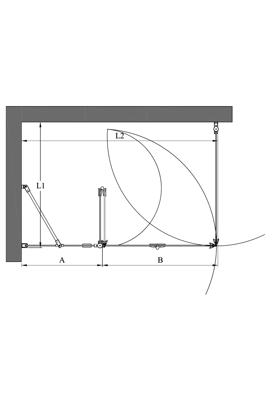 Shower enclosure Hietakari Infinia 258 – dimension drawing Shower enclosure Hietakari Infinia 258 – dimension drawing
