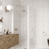 Shower enclosure Hietakari Infinia 258, white frame, clear glass Shower enclosure Hietakari Infinia 258, hinged door + folding door with fixed part