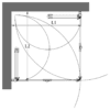 Shower enclosure Hietakari Infinia 259 – dimension drawing Shower enclosure Hietakari Infinia 259, folding door + folding door – 2