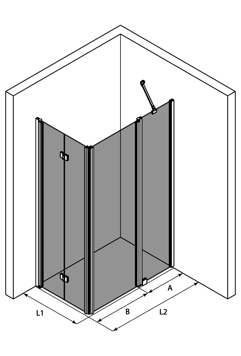 Shower enclosure Hietakari Infinia 260 – 3D drawing Shower enclosure Hietakari Infinia 260 – 3D drawing