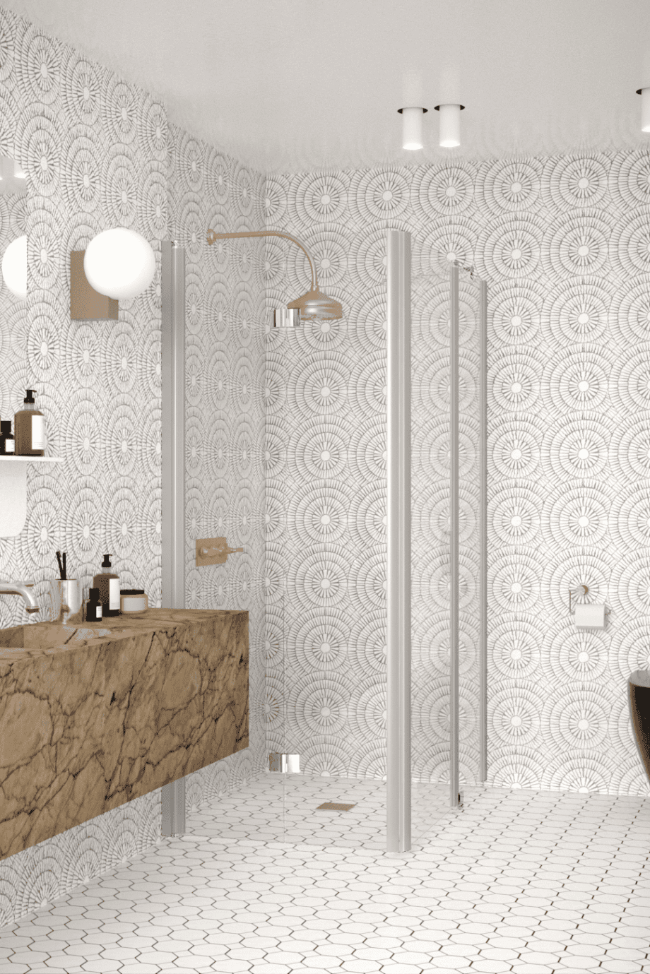 Shower enclosure Hietakari Infinia 260, aluminium frame, clear glass Shower enclosure Hietakari Infinia 260, folding door + hinged door with fixed part – 4
