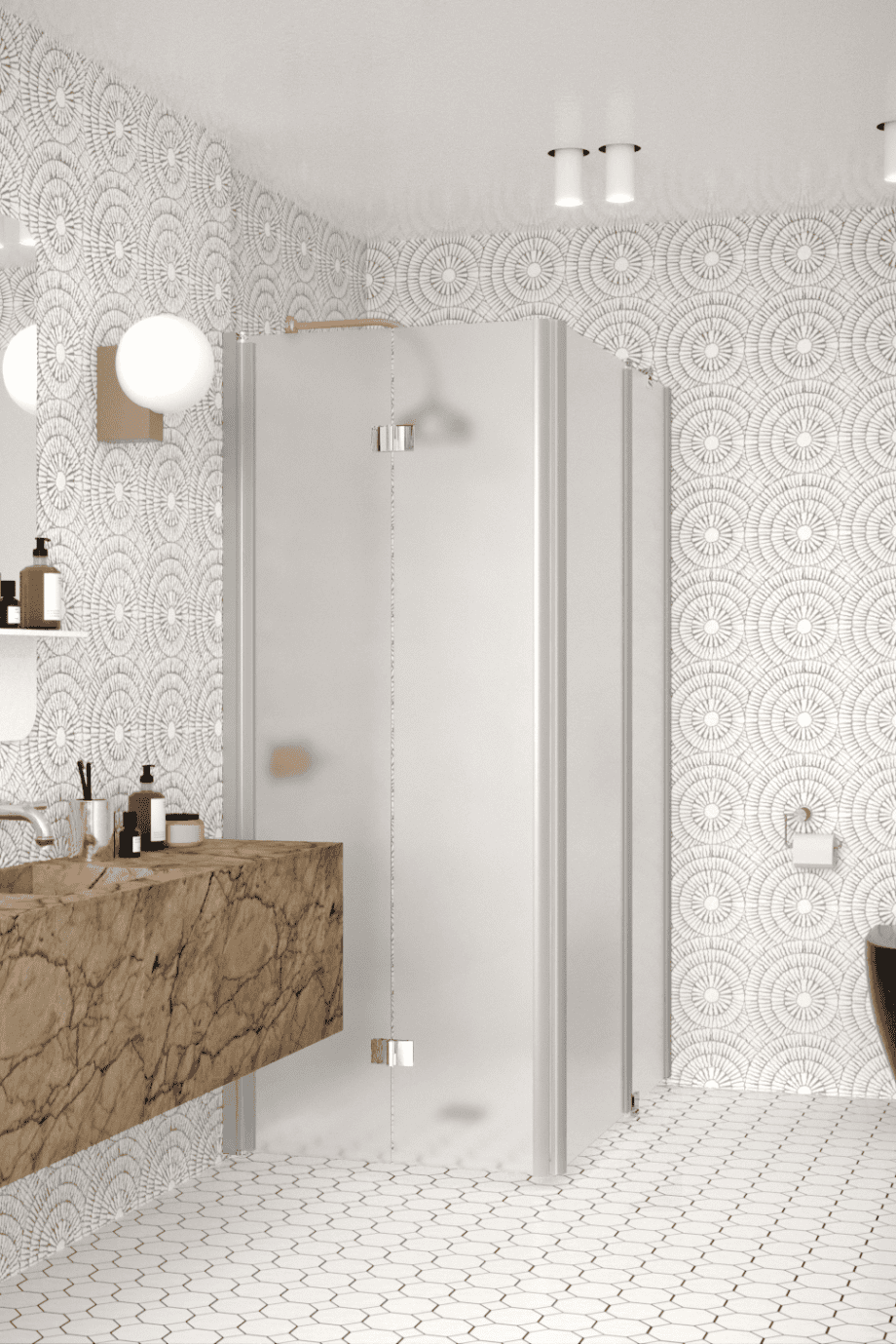 Shower enclosure Hietakari Infinia 260, aluminium frame, satin frosted glass Shower enclosure Hietakari Infinia 260, aluminium frame, satin frosted glass