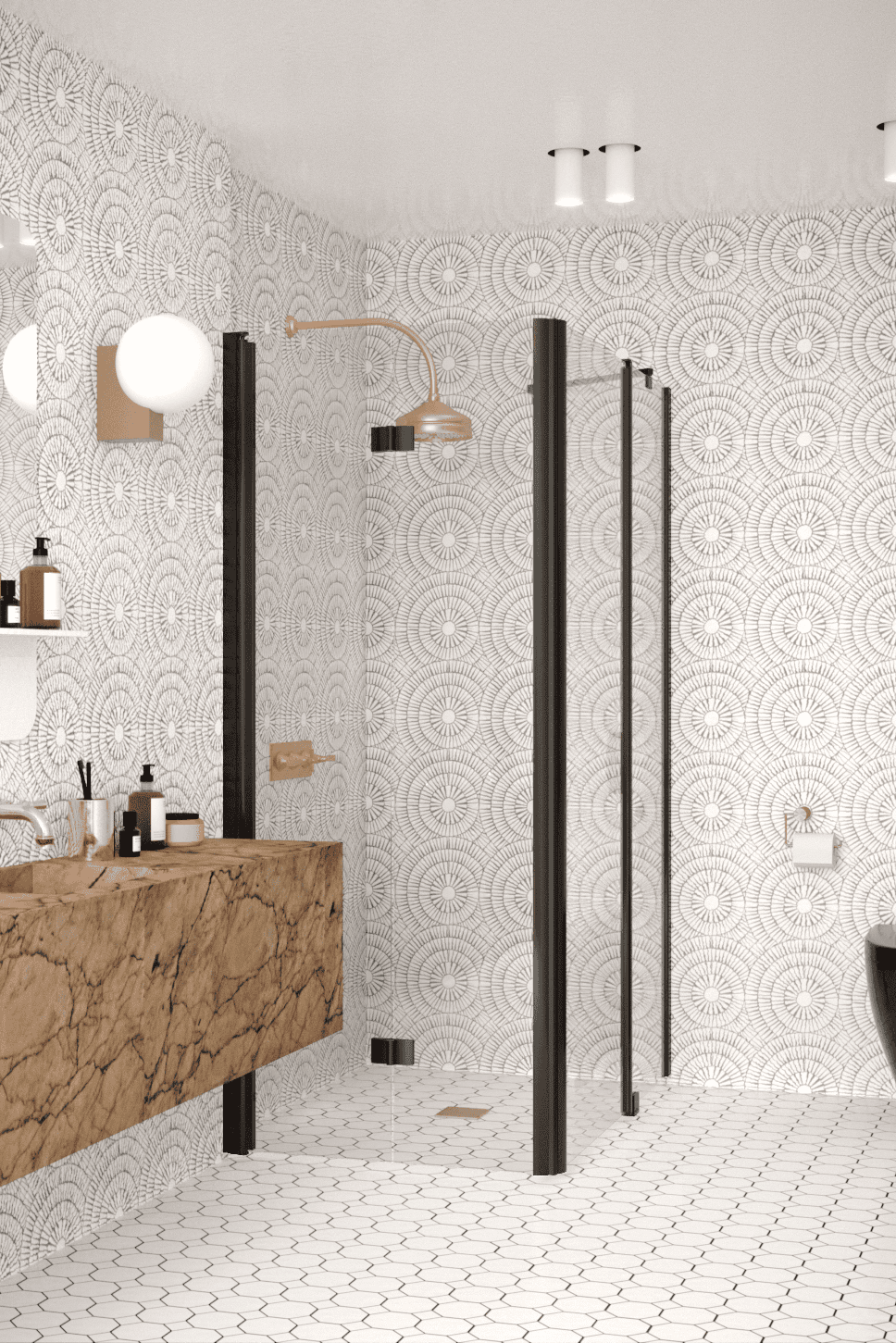 Shower enclosure Hietakari Infinia 260, folding door + hinged door with fixed part – 5
