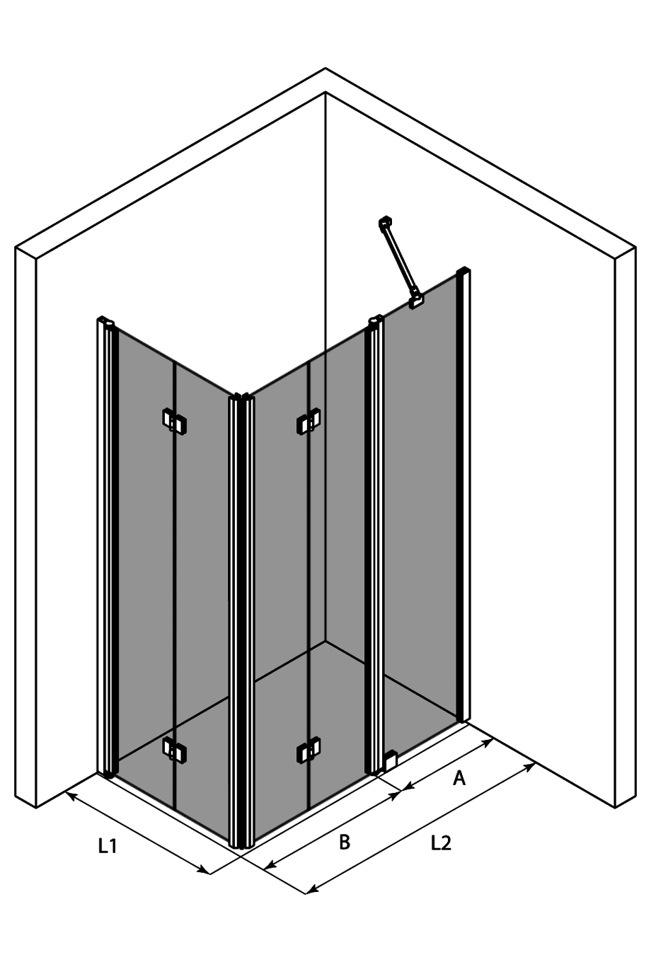 Shower enclosure Hietakari Infinia 261, folding door + folding door with fixed part – 3